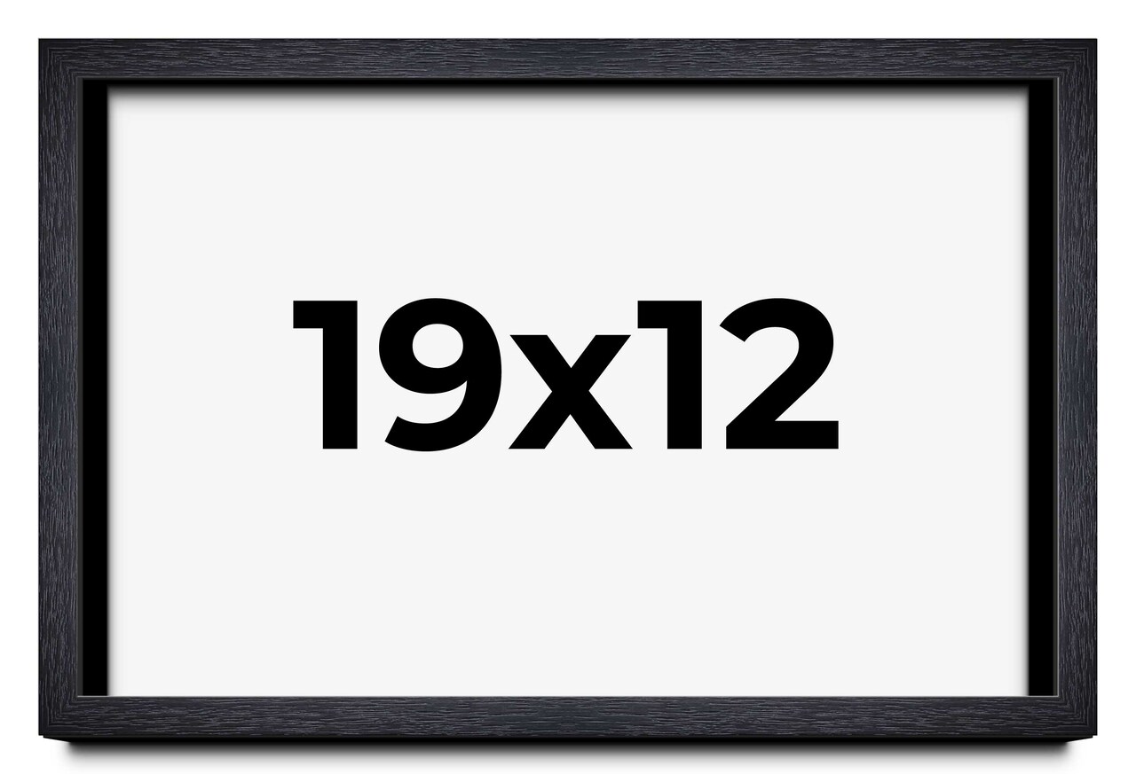 19x12 Shadow Box 1" Depth Black Picture Frame - UV Acrylic, Backing, Hanging Hardware